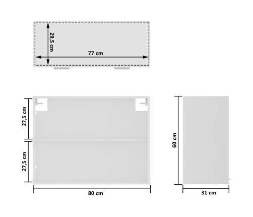 Armario colgante cocina contrachapada blanco 80x31x60 cm