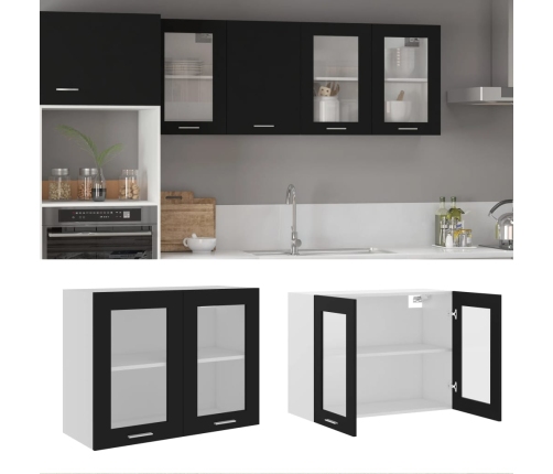 Armario colgante cocina contrachapada negro 80x31x60 cm