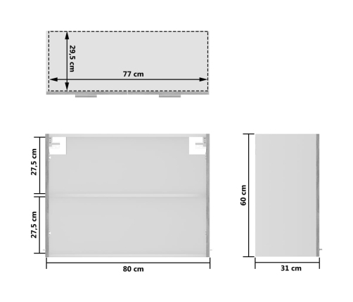 Armario colgante cocina contrachapada gris hormigón 80x31x60 cm