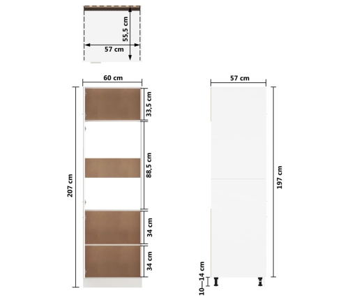 Armario de frigorífico madera ingeniería blanco 60x57x207 cm