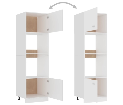 Armario de microondas madera contrachapada blanco 60x57x207 cm