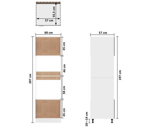 Armario de microondas madera contrachapada blanco 60x57x207 cm