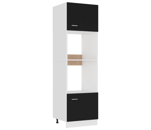 Armario de microondas madera contrachapada negro 60x57x207 cm