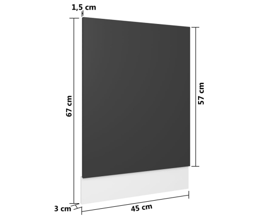 Panel para lavavajillas madera contrachapada gris 45x3x67 cm