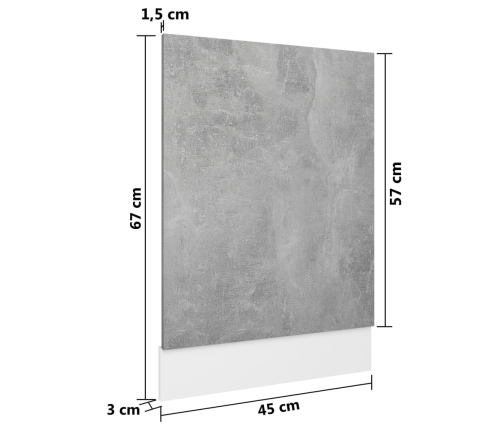 Panel para lavavajillas contrachapada gris hormigón 45x3x67 cm