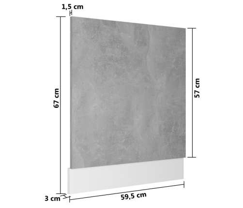 Panel para lavavajillas contrachapada gris hormigón 59,5x3x67cm