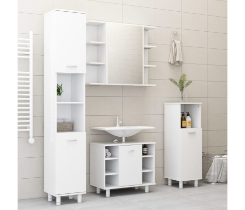 Armario de baño madera contrachapada blanco 30x30x95 cm