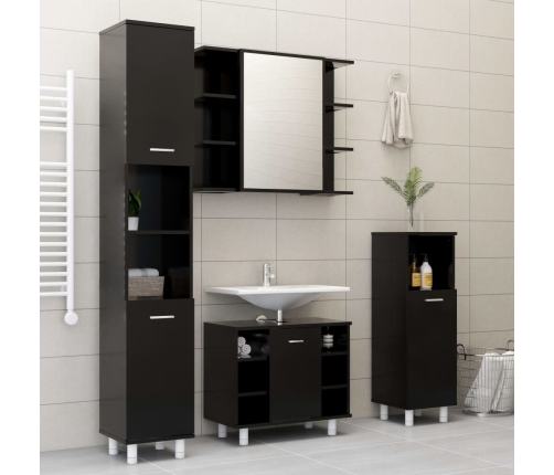 Armario de baño madera contrachapada negro 30x30x95 cm