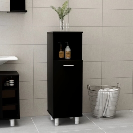 Armario de baño madera contrachapada negro 30x30x95 cm