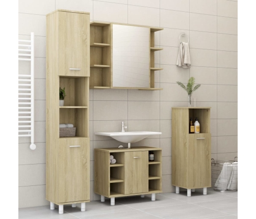 Armario de baño madera contrachapada color roble 30x30x95 cm