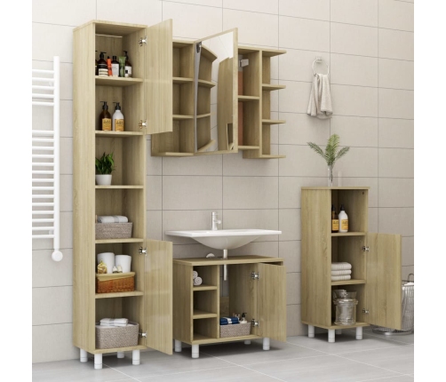 Armario de baño madera contrachapada color roble 30x30x95 cm