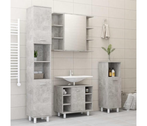 Armario de baño madera contrachapada gris 30x30x95 cm