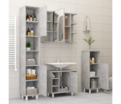 Armario de baño madera contrachapada gris 30x30x95 cm