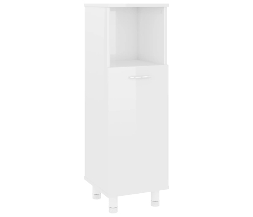 Armario de baño madera contrachapada blanco brillo 30x30x95 cm