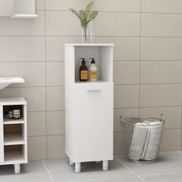 Armario de baño madera contrachapada blanco brillo 30x30x95 cm