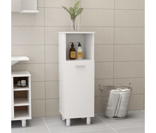 Armario de baño madera contrachapada blanco brillo 30x30x95 cm