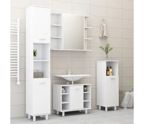 Armario de baño madera contrachapada blanco 30x30x179 cm