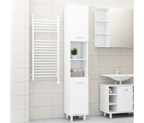 Armario de baño madera contrachapada blanco 30x30x179 cm