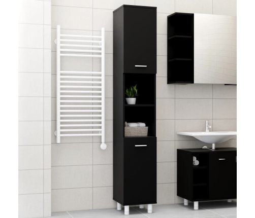 Armario de baño madera contrachapada negro 30x30x179 cm