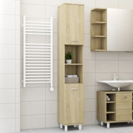 Armario de baño madera contrachapada color roble 30x30x179 cm