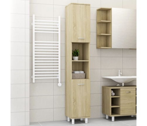 Armario de baño madera contrachapada color roble 30x30x179 cm