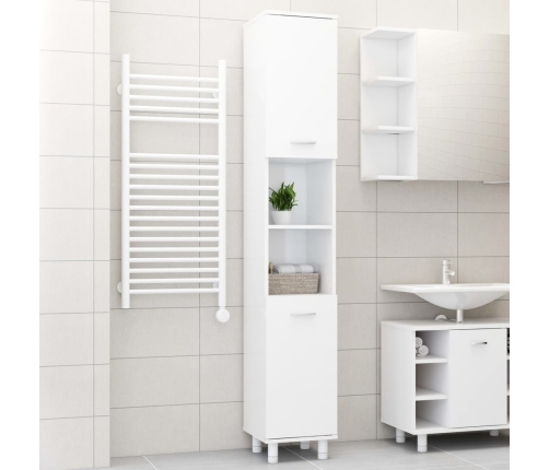 Armario de baño madera contrachapada blanco brillo 30x30x179 cm