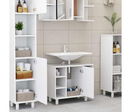 Armario de baño madera contrachapada blanco 60x32x53,5 cm