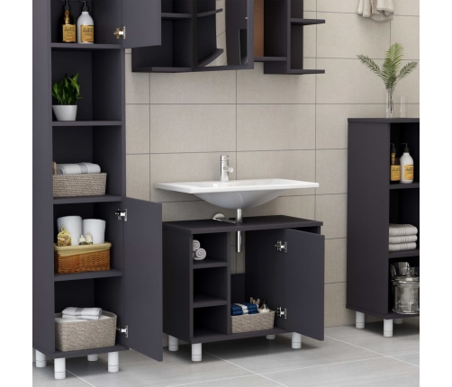 Armario de baño de madera contrachapada gris 60x32x53,5 cm