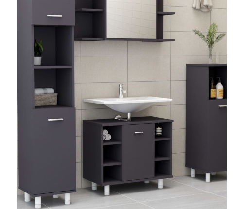 Armario de baño de madera contrachapada gris 60x32x53,5 cm