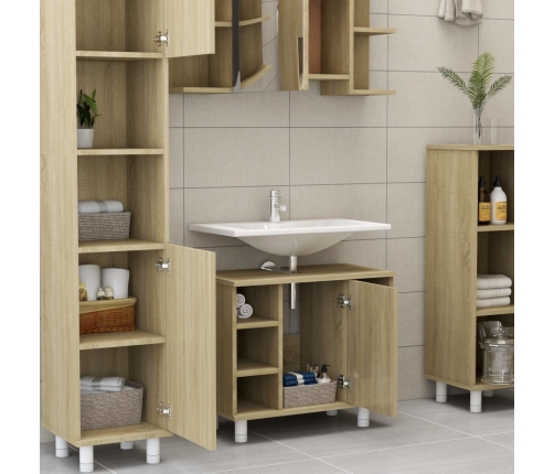 Armario de baño madera contrachapada color roble 60x32x53,5 cm