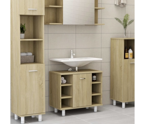 Armario de baño madera contrachapada color roble 60x32x53,5 cm