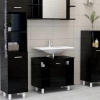 Armario de baño madera contrachapada negro brillo 60x32x53,5 cm