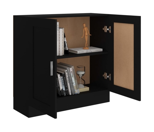 Armario de libros madera contrachapada negro 82,5x30,5x80 cm