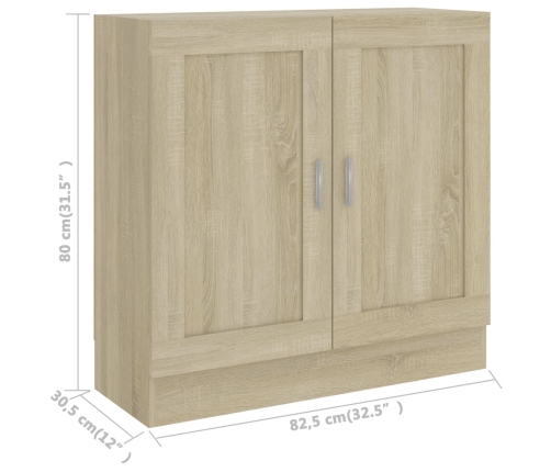 Armario libros madera contrachapada color roble 82,5x30,5x80 cm