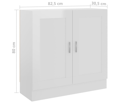 Armario de libros contrachapada blanco brillo 82,5x30,5x80 cm