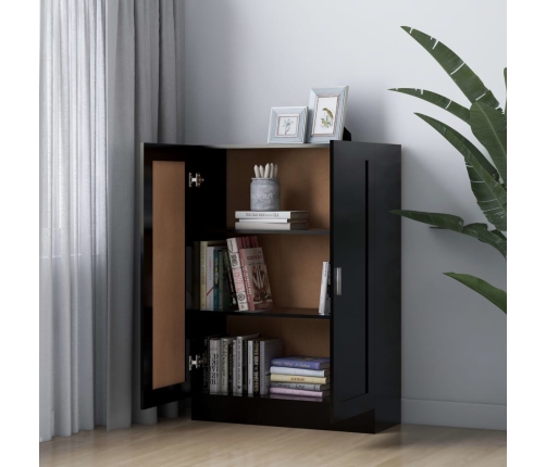 Armario de libros madera contrachapada negro 82,5x30,5x115 cm