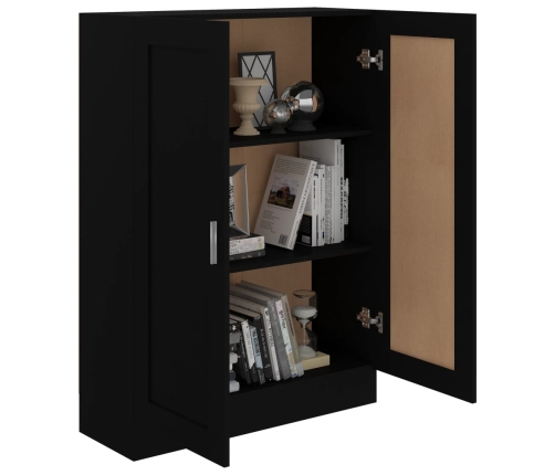 Armario de libros madera contrachapada negro 82,5x30,5x115 cm