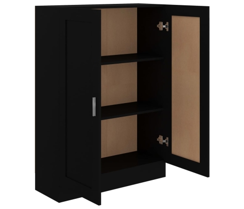 Armario de libros madera contrachapada negro 82,5x30,5x115 cm