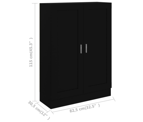 Armario de libros madera contrachapada negro 82,5x30,5x115 cm