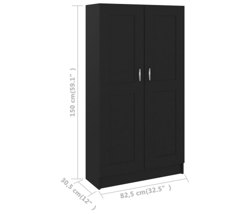 vidaXL Armario de libros madera contrachapada negro 82,5x30,5x150 cm