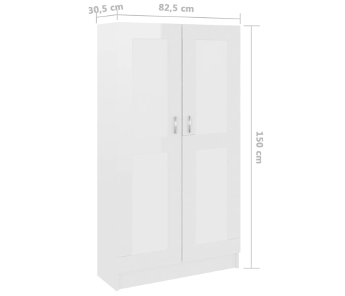 Estantería madera contrachapada blanco brillo 82,5x30,5x150 cm