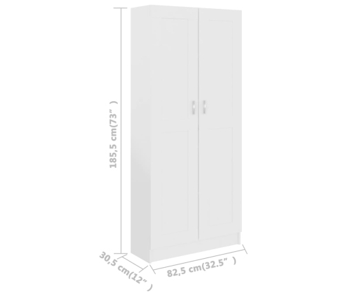 vidaXL Librería de madera de ingeniería blanco 82,5x30,5x185,5 cm