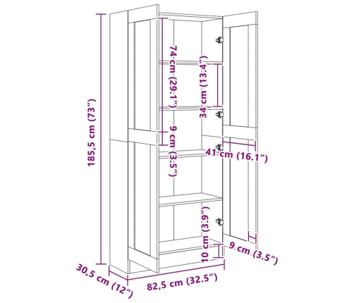 Librería de madera de ingeniería blanco 82,5x30,5x185,5 cm