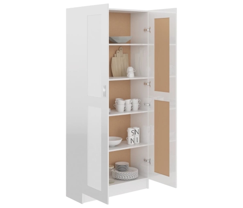 Armario de libros contrachapada blanco brillo 82,5x30,5x185,5cm