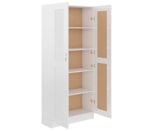 Armario de libros contrachapada blanco brillo 82,5x30,5x185,5cm