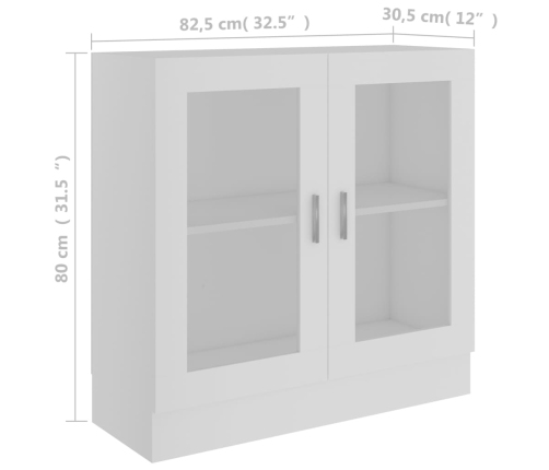 Vitrina de madera contrachapada blanco 82,5x30,5x80 cm