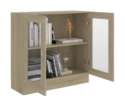 Armario libros madera contrachapada color roble 82,5x30,5x80 cm