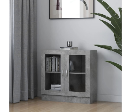 Vitrina de madera contrachapada gris hormigón 82,5x30,5x80 cm