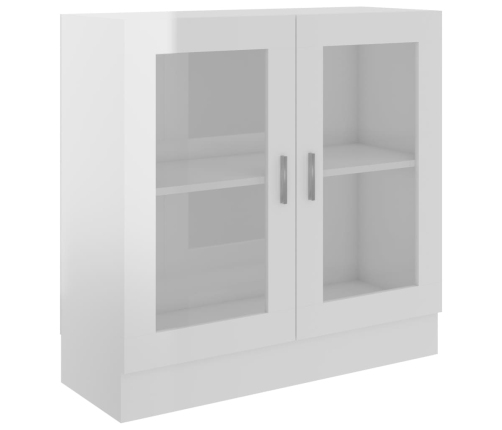 Vitrina de madera contrachapada blanco brillo 82,5x30,5x80 cm