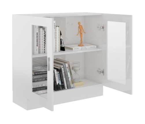 Vitrina de madera contrachapada blanco brillo 82,5x30,5x80 cm